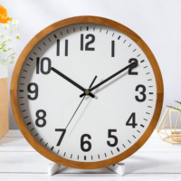 Jam dinding modern berbingkai kayu bulat, hadiah dekorasi rumah