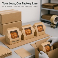 Caixa de Papel Kraft Personalizada para Padaria com Janela Transparente, Embalagem de Grau Alimentício para Cupcakes e Muffins para Lojas de Sobremesas e Lembrancinhas de Festa