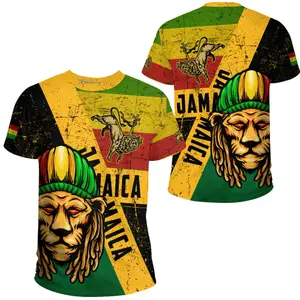 Design personalizzato Logo Jamaica bandiera e leone stampa digitale novità camicie grigie nere per gli uomini traspirante <span class=keywords><strong>T</strong></span> <span class=keywords><strong>Shirt</strong></span> sconti vestiti - Product Image 2