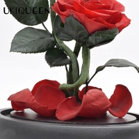 UKIQUEEN Vente en gros de tiges en plastique Fleur Flores Secas Rosas Preservadas Fleur sèche conservée Austin Rose éternelle en dôme de verre Cadeau