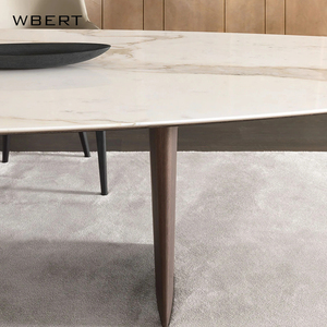 WBERT nordico minimalista in <span class=keywords><strong>legno</strong></span> massello tavolo da pranzo ovale arrotondato Log sala da pranzo mobili tavolo casa - Product Image 5