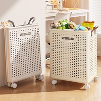 Grand panier à linge pliable Panier à linge flexible Panier à linge en plastique avec roulettes