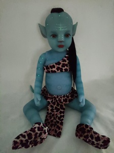 R & B-poupée réaliste Reborn <span class=keywords><strong>en</strong></span> <span class=keywords><strong>Silicone</strong></span>, jouet à cheveux courts, Alien, <span class=keywords><strong>Avatar</strong></span>, Real Baby Dolls, Reborn, 22 pouces - Product Image 2