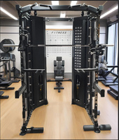 Rack de musculation multifonctionnel Smith pour squats, compatible OEM, avec empilement de poids à disques ou à tiges, en acier inoxydable, usage commercial