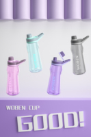 Bouteille d'eau en PP/PC et silicone de 950 ml/32 oz, anti-fuite, compatible lave-vaisselle, design moderne pour la gym et l'extérieur, avec poignée à vis anti-poussière