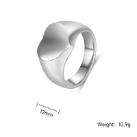 Bague en acier inoxydable ShuoyeW 12 mm, forme cœur, finition brillante argent, noir, or, gravure laser, modèle 611