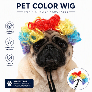 Peluca Afro Rizada Colorida para Perro, con Correa Ajustable, de Pelo Sintético, para Disfraces de Halloween y Fiestas - Product Image 3
