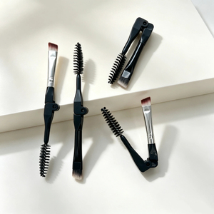 Pinceau à sourcils YRX, design double tête, pinceaux séparés pour sourcils et cils, mini pinceau plat angulaire pour sourcils et eye-liner, noir - Product Image 2
