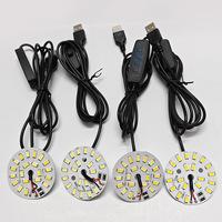 Mini Lámpara LED Moderna de 5V y 3W, Fuente de Luz de un Solo Color/Doble/Siete Colores, Lámpara de Escritorio DIY, Cable USB Regulable con Interruptor