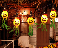 Lumières suspendues fantôme Citrouille d'Halloween 5 en ligne, alimentées par piles, pour décoration extérieure, intérieure, jardin, porche, fête, maison, vacances