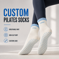 Chaussettes de Pilates personnalisées à bord festonné, respirantes, en tricot, antidérapantes, pour le yoga, la danse, le ballet, pour femmes, studio de fitness