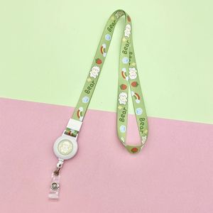 Koreanische Trendy Cute Cartoon verstellbare dehnbare Snap-On Neck Lanyard Polyester Long Epoxy Logo Abzeichen Rollen riemen - Product Image 4