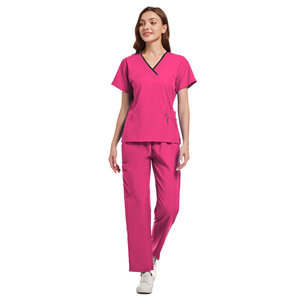 Women Two Piece Scrub Suit Short Sleeve Moisture Wicking Medical Uniform For Dental Clinic Hospital Staff Split Set - Product Image 2