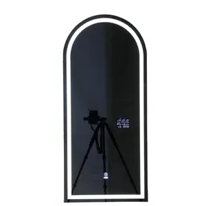 Espejo de tocador de longitud completa Pantalla de Tiempo meteorológico Sensor de cuerpo arqueado Espejos de pared LED inteligentes