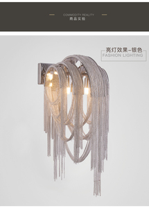 MEEROSEE <span class=keywords><strong>Italia</strong></span> Eclairage mural à pompons avec chaîne en aluminium Lampe murale pour hôtel Salon Chambre à coucher Support de lumière Appliques murales MD83101 - Product Image 2