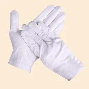 GM1003 Absorbant la sueur Respirant Stretch Trois cordes Trois faisceaux Élastique Blanc Gants de cérémonie en coton