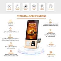 Ucuz fiyat restoran müşteri Tablet sipariş kendi kendine hizmet sipariş için yazıcı ile 21.5 inç Android Kiosk
