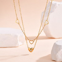 Colliers à chaînes superposées en acier inoxydable avec pendentif cœur pour femmes, plaqué or 18 carats, accessoires de mode étanches, bijoux féminins