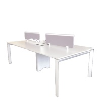 Poste de travail de bureau modulaire extensible et convertible moderne pour 4 personnes, avec cadre métallique et tiroir de rangement