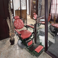 Fauteuil de Barbier Inclinable en Cuir PU Confortable Noir et Rouge pour Salon