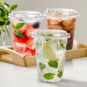 Factory Custom Printing Logo 12/14/16oz Clear Disposable PET Single Wall <b>Cold</b> Drink Ice Coffee Plastic <b>Cups</b> with Lids - Product Image 4
