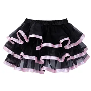 Kral Mcgreen yıldız yetişkin kadın etek Mini fırfır katmanlı şerit Trim organze Punk kafatası Tutu etek Cosplay Lolita artı boyutu S-6XL