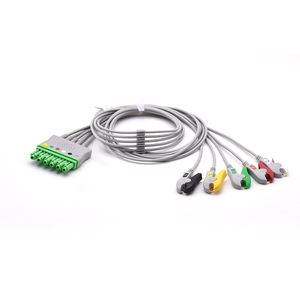 ECG สายเคเบิลอิเล็กโทรดสำหรับเครื่อง5สายพร้อมปุ่มสแน็ป IEC - Product Image 4