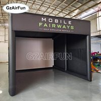Tente de simulateur de golf mobile gonflable personnalisée avec support de projecteur, cage d'entraînement de golf commerciale pour événements