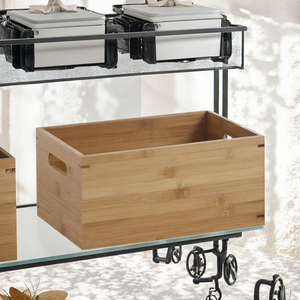 Bamboo <b>Wood</b> Glossy <b>Storage</b> Box Handle Organising Cupboard Kitchen Pantry Shelf <b>Bins</b> Rectangle Customized Logo Modern 1-3L - Product Image 3