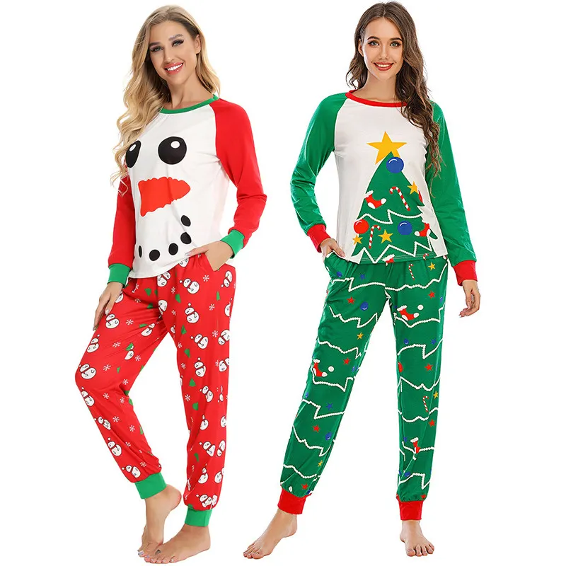 Groothandel Nieuwste Nachtkleding Kerstboom Print Loungewear Pyjama Set Voor Vrouwen