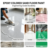 Revêtement de sol en époxy auto-nivelant multicolore avec sable coloré, revêtement de surface en béton dur sans joint et antidérapant