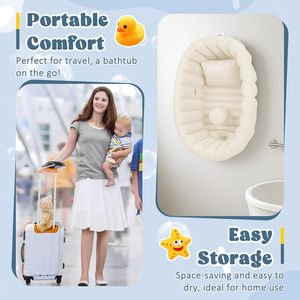 <span class=keywords><strong>Bañera</strong></span> Inflable de PVC para Bebés, Plegable y Portátil, <span class=keywords><strong>con</strong></span> Orificio de Drenaje, para Bebés de 0 a 24 Meses (Blanca) - Product Image 2