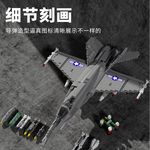 ตัวต่อจูฮัง 88005 เครื่องบินรบ F-18 ของเล่นสำหรับเด็กผู้ชาย อายุ 8-13 ปี 800+ ชิ้น สีเทา - Product Image 5