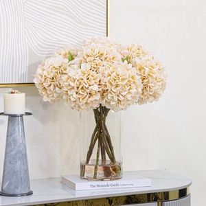 Modern Minimalist Handmade Light Pink Hydrangea Bouquet Artificial <strong>Flower</strong> Glass <strong>Vase</strong> Premium Customized Size Valentine's Day - Product Image 1