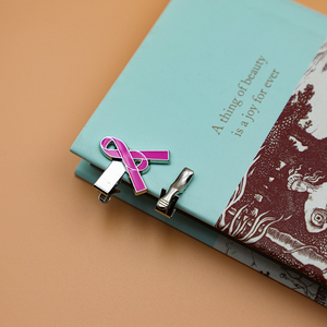 Clip métallique personnalisé en alliage de zinc avec émail doux, motif ruban rose, mignon pour adolescentes - Product Image 2