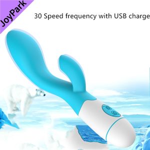 JoyPark Starker Rosa Silikon Wasserdichter IPX5 Vibrierender 30-Gang USB Wiederaufladbarer AV Doppelmotor Massagestab G-Punkt <span class=keywords><strong>Vibrator</strong></span> - Product Image 4