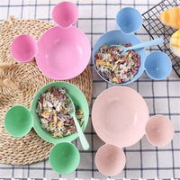 Dessin animé Mickey enfants bol blé paille vaisselle créative bébé compartiment assiette à dîner
