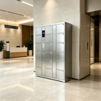 Archivador Moderno de Acero Inoxidable de Dieciocho Puertas con Cerradura de Código, Diseño Independiente para Oficina/Almacén, Duradero y Ahorra Espacio
