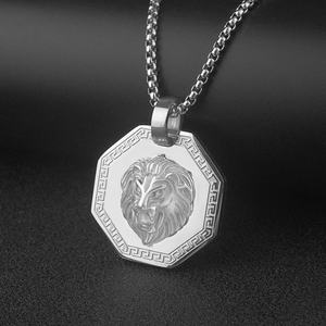 Collier Pendentif Homme Personnalisé en Acier Inoxydable, Tête de Lion Vintage Cool, Style Punk Viking, Vente en Gros - Product Image 2