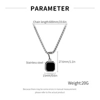 Colliers Pendentifs Carrés Noirs Minimalistes Géométriques en Acier Inoxydable, Bijoux Décontractés Personnalisés pour Hommes et Femmes, Cadeau