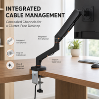 Support de bureau ergonomique pour un seul moniteur, support à ressort à gaz robuste, portée de 515 mm, pour poste de travail à domicile