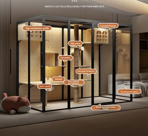 Lit pour chat en bois de luxe, compact et peu encombrant, maisonnette en bois pour chats pour petits appartements, design surélevé robuste pour chatons et chiots - Product Image 2