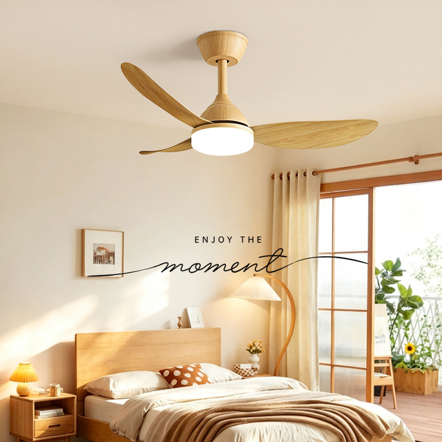 Modern Ceiling Fan with Integrated LED Light Adjustable Brightness Six-Speed Wind Control Remote Quiet Operation Home Comfort