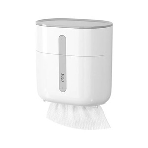 Porte-papier toilette mural en plastique, design ovale minimaliste, aucun perçage requis, boîte à mouchoirs étanche, utilisation dans la salle de bain - Product Image 2