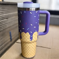 Vente chaude : Tasse isotherme en acier inoxydable de 40 oz avec logo personnalisé, tasse à café de 40 oz, tasse de voyage thermique avec poignée