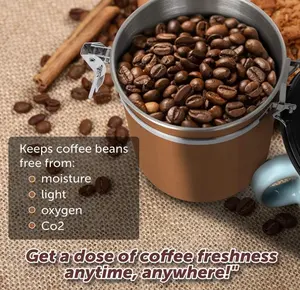 Mini boîte à café en acier inoxydable, récipient hermétique de stockage des aliments de cuisine, pour les grains de café et la poudre, vente en gros