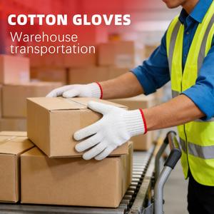 Unisex Polyester Knitted Safety Custom Logo Cooking Cut Resistant Working White Cotton <b>Gloves</b> - Product Image 4