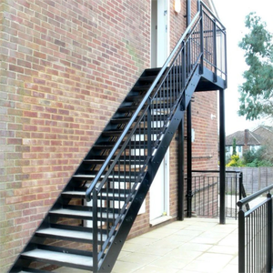 Modern Design Outdoor Straight Steel Staircase Powder Coated Rustproof Frame with Durable <strong>Grated</strong> <strong>Treads</strong> Safety Access for Villas - Product Image 1