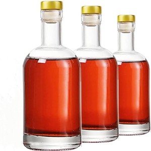 Botella de Vidrio de Lujo para Licores y Bebidas Espirituosas, 100 ml, 375 ml, 500 ml, 750 ml, para Whisky y Vodka, con Hombro Plano y Tapón de Bambú - Product Image 3