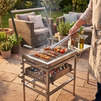 Barbecue d'extérieur portable rotatif à charbon de bois en acier inoxydable 304, pliable avec table intégrée